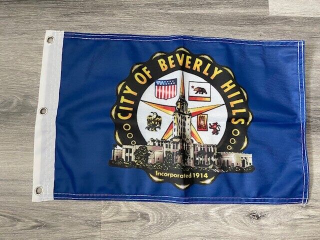 12 x 18 12" x 18" City Beverly Hills, California Flag Banner Grommets34