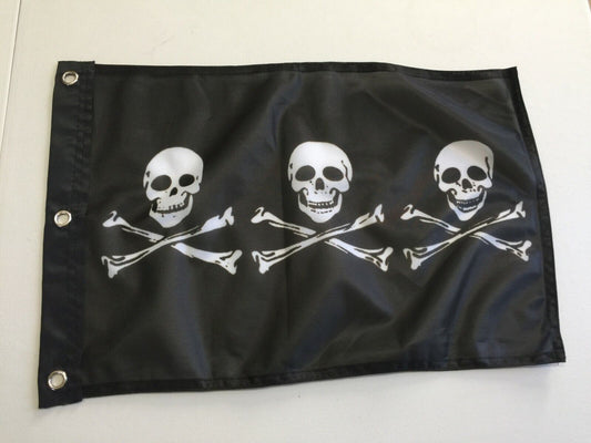 12x18 Pirate C. Condent Three Skull Crossbones 12" x 18"  Flag Polyester 27