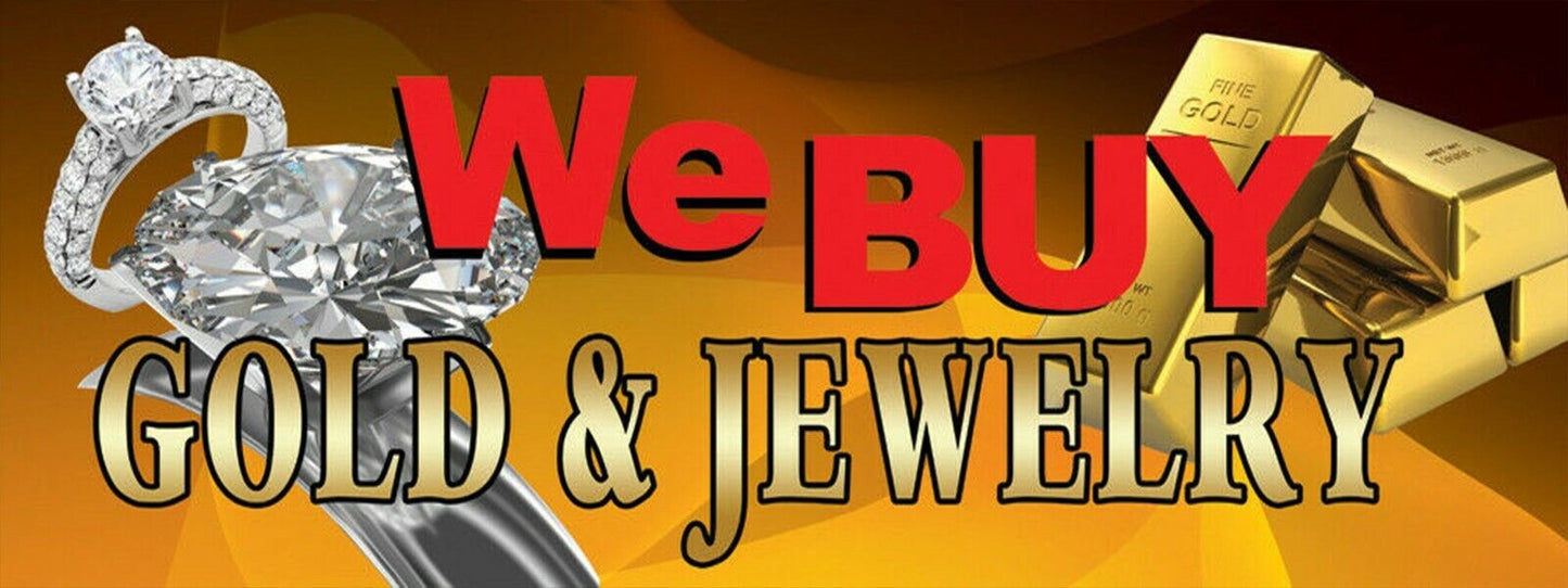 3ft x 8ft We Buy Gold & Jewelry Vinyl Banner- New-Free Shipping