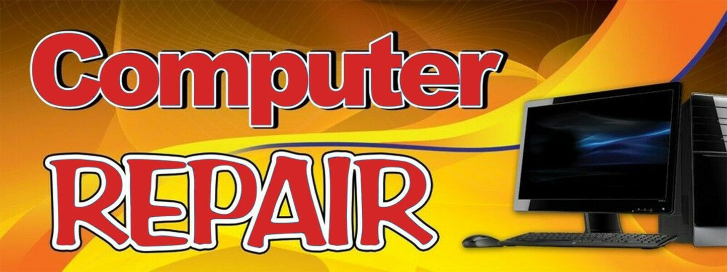 3ft x 8ft Computer Repair Vinyl Banner- New-Free Shipping