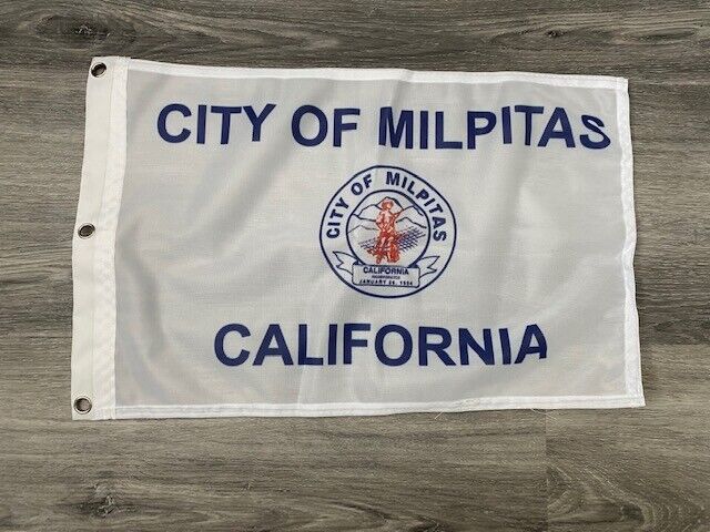 12 x 18 12" x 18" City Milpitas, California Flag Banner Grommets39